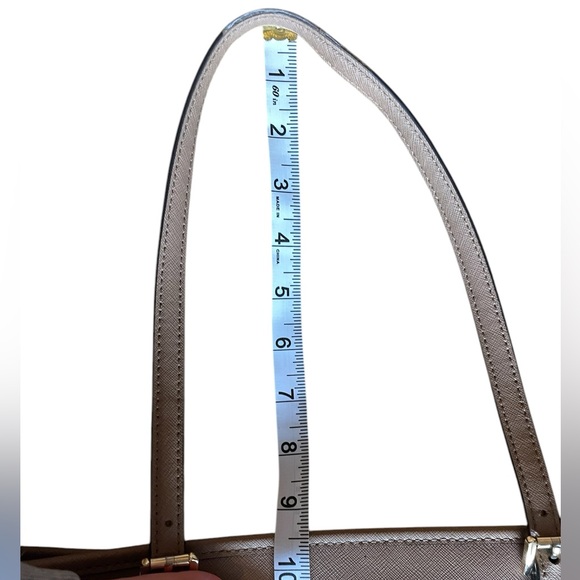 Michael Kors Jet Set Medium‎ Saffiano Leather Top-Zip Tote Bag – Tan - Picture 10 of 16